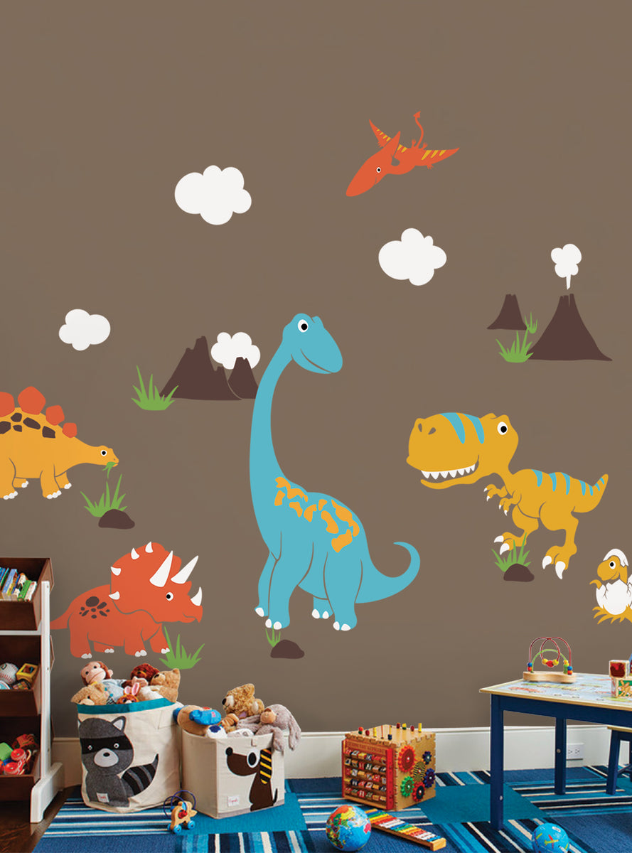 Colorful Dinosaur Wall Stickers Peel and Stick Removable DIY Cartoon D