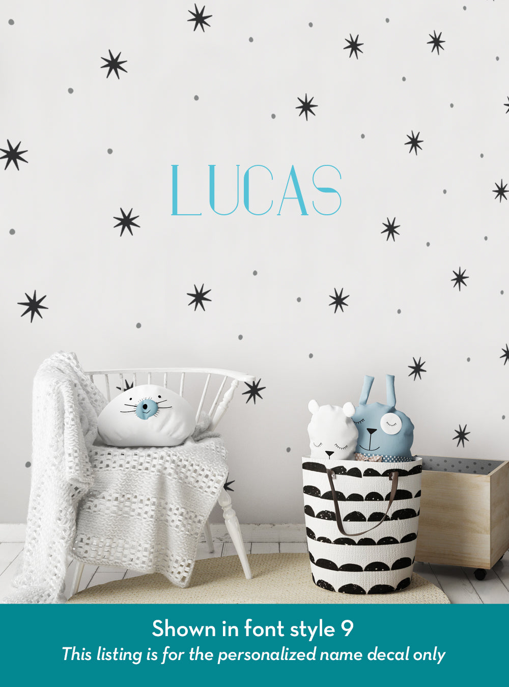 Customize Name Lettering Personalized Name Lettering Decal – Simple Shapes