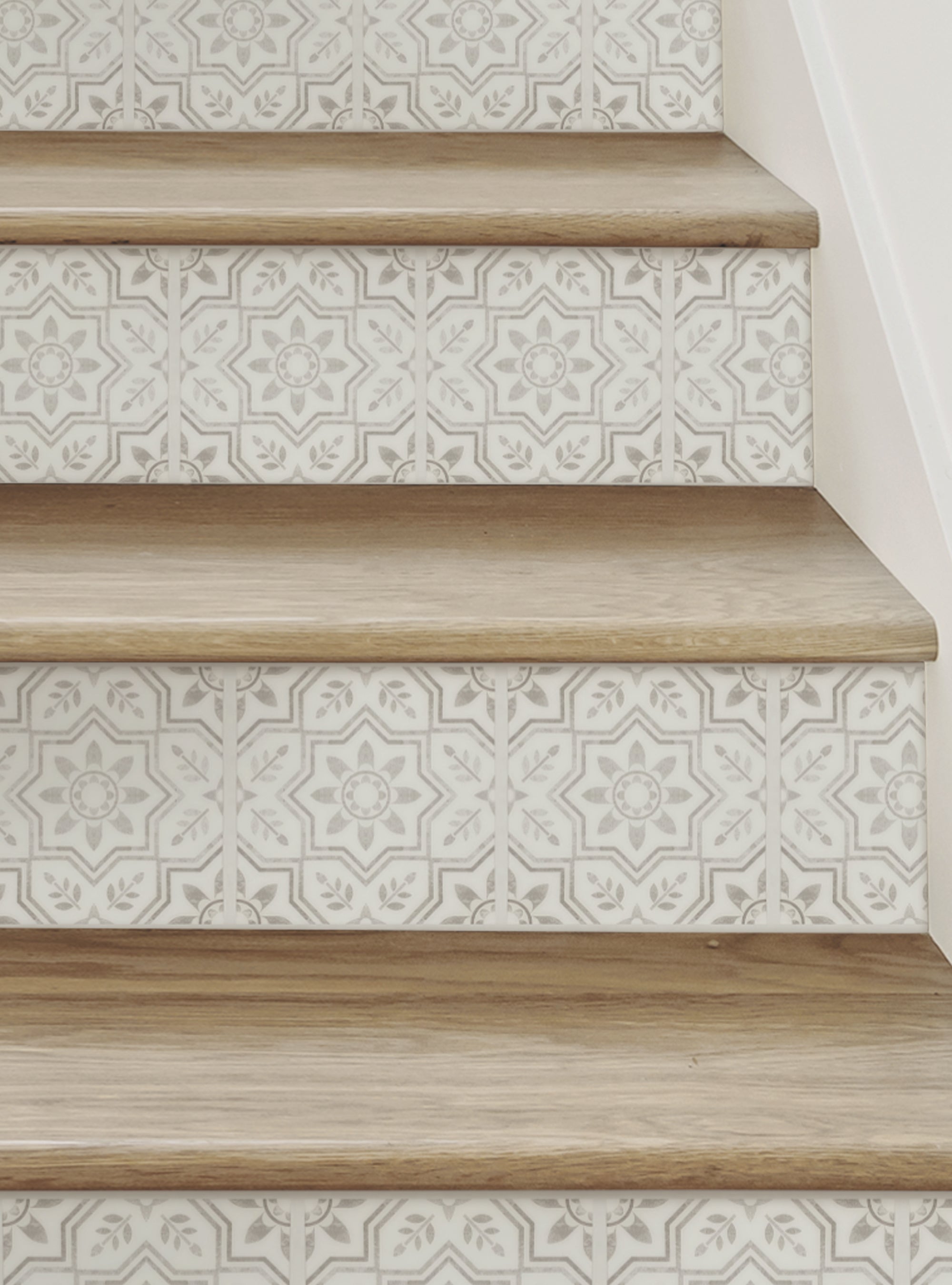 Kitchen Tile Riser Floral Tile Peel and Stick Stair Riser Strips – Simple Shapes