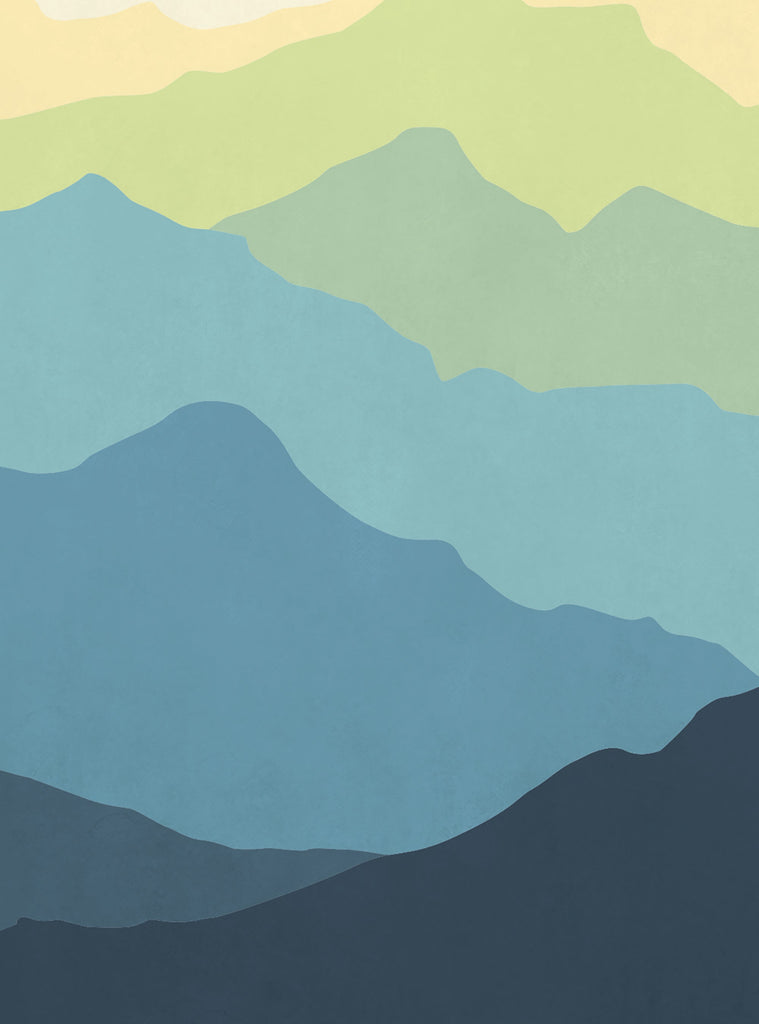 This mountainous landscape mural creates a serene, tranquil atmosphere. The layered shades of green, blue, and grey evoke a sense of depth and distance, making the room feel more spacious. The repeating pattern is visually striking, adding grandeur to the space. Featured Collection,Top Sellers,Wall Murals,Peel and Stick Wallpaper,Nature Wallpaper,Kids and Baby Nursery Wallpaper,Nature Murals,Scenery Murals,Kids Murals,All Products,Wallpaper and M
