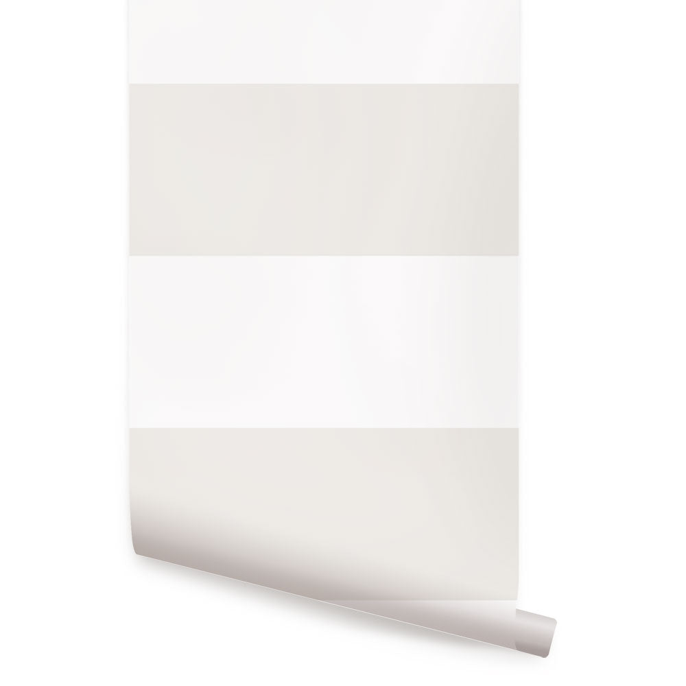 Roll of Horizontal Stripe Bold wallpaper with wide beige and white stripes from the Top Sellers collection in soft neutral tones