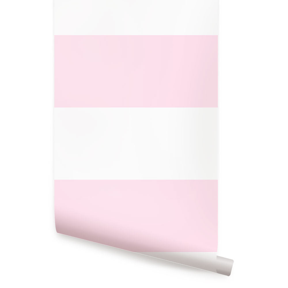 Horizontal Stripe Bold wallpaper featuring wide soft pink and white stripes from the Top Sellers collection for a fresh modern look