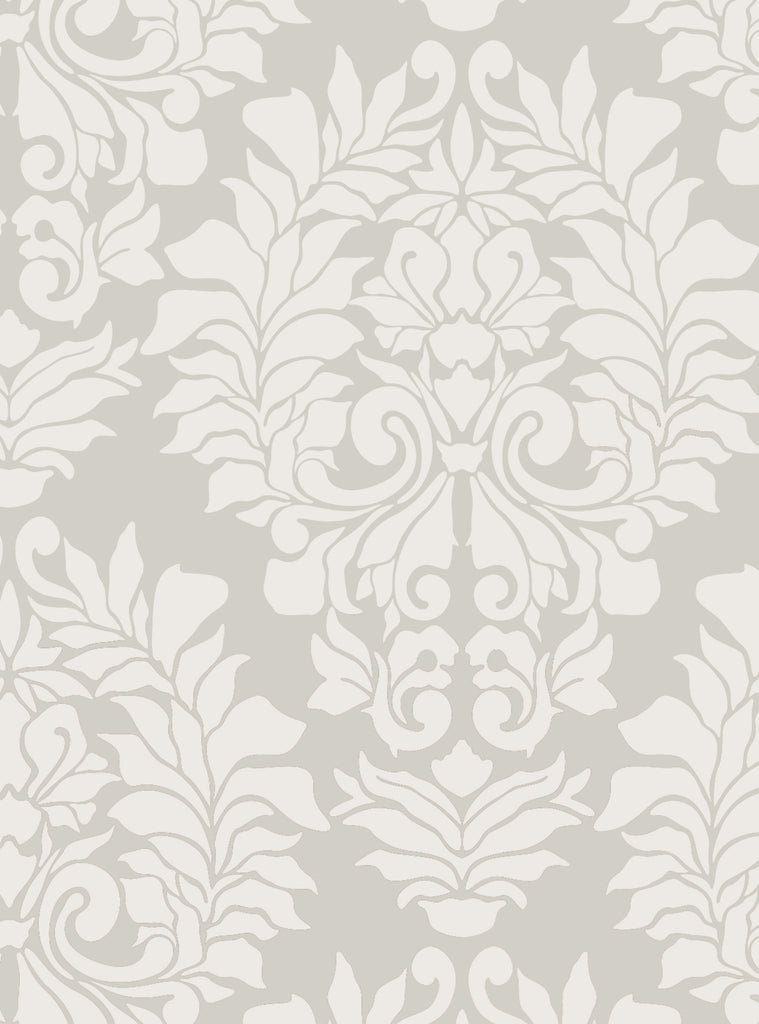 Elegant beige and cream damask classic peel and stick wallpaper with reusable adhesive, perfect for stylish home decor updates.