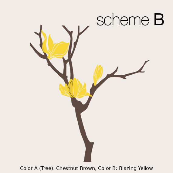 Magnolia Flower Tree Decal – Simple Shapes
