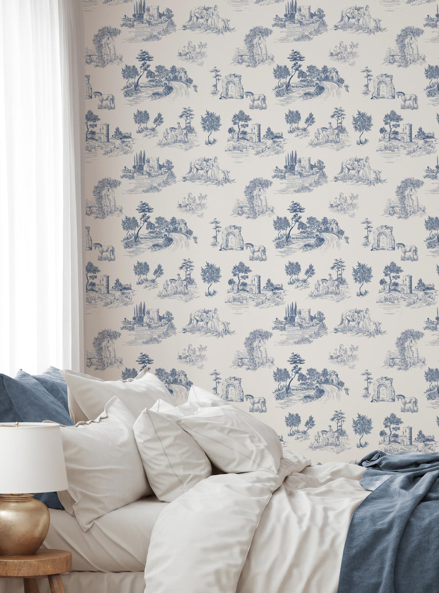 Scenic rural and rustic sketch design wallpaper with charming pastoral landscapes, Featured Collection,Top Sellers,Peel and Stick Wallpaper,All Products,Unpasted Wallpaper,Wallpaper and Murals