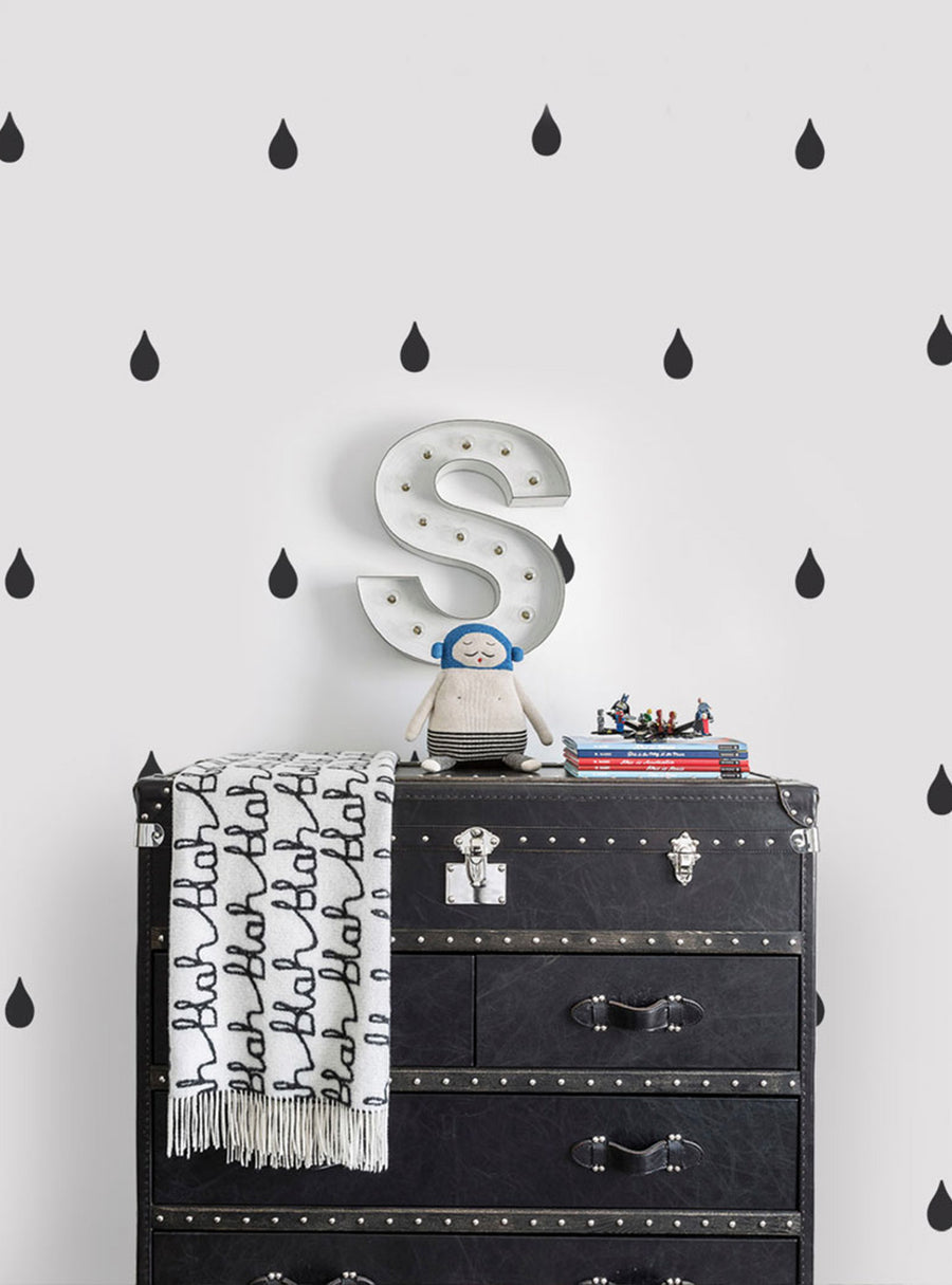 Delightful rain drop wall decals transform bedrooms, nurseries, and playrooms with a shimmering, whimsical touch. These 4-inch peel-and-stick vinyl decals come in a variety of colors, adding a playful, customizable accent to any space. , Top Sellers, Wall Decals, Baby Nursery and Kids Wall Decals, All Products