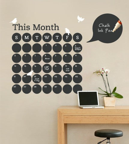 Organized and stylish chalkboard wall calendar with birds, perfect for keeping track of your daily schedule. Versatile design allows for easy writing and erasing, creating a functional and decorative piece for any home or office. Featured Collection, Top Sellers, Wall Decals, Chalkboard Decals, All Products, Back To School, Dorm Room Ideas and Trends
