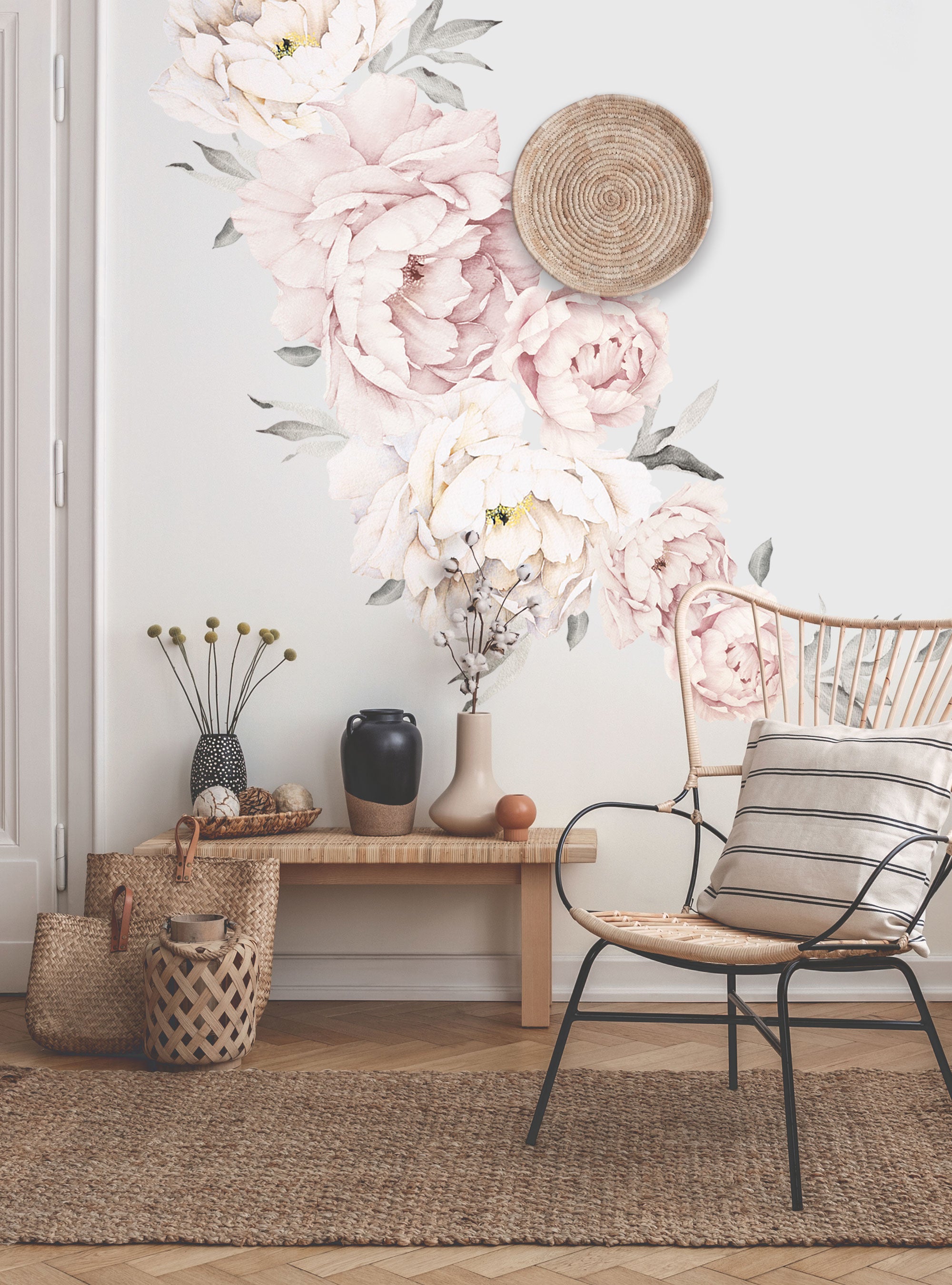 Peony Flower Wall Stickers – Simple Shapes