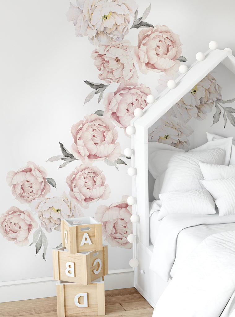 Peony Flower Wall Stickers-LARGE set – Simple Shapes