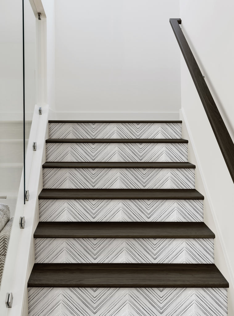 Stair Geometry Pattern Geometric Pattern Stair Riser Stickers - Stick Stair Riser – Simple Shapes