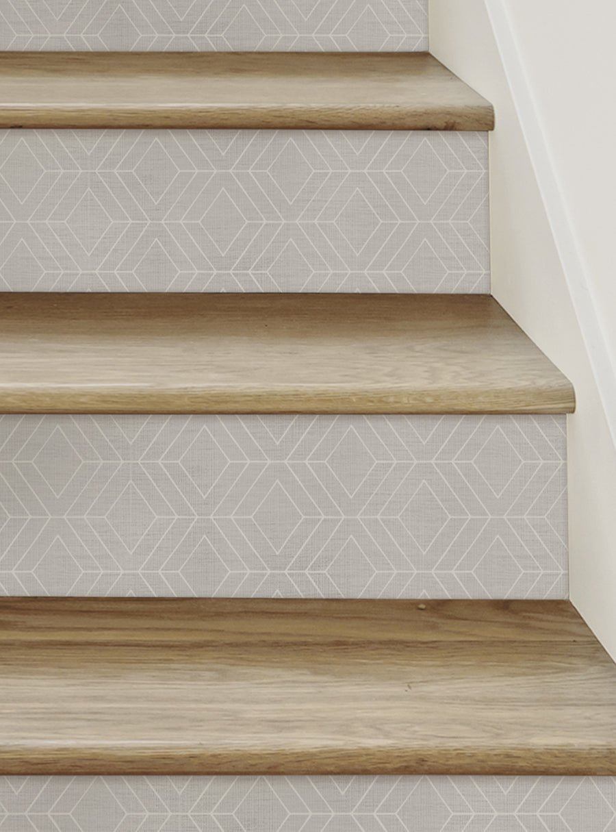 Diamond Geometric Art Deco Lines Stair Riser Strips - Exude timeless elegance with these stylish and modern peel-and-stick stair riser decals, perfect for DIY home decor. Top Sellers,Stair Riser Decals,All Products,Geometric Pattern Stair Riser Stickers