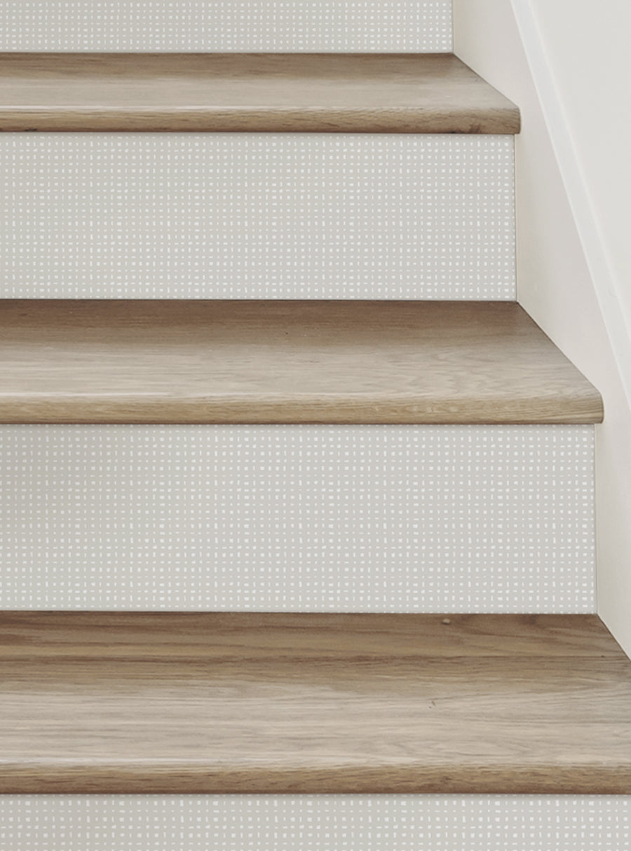 Burlap Hash Pattern Peel and Stick Stair Riser Strips, Top Sellers,Stair Riser Decals,All Products,Surface and Texture Look Stair Riser Stickers