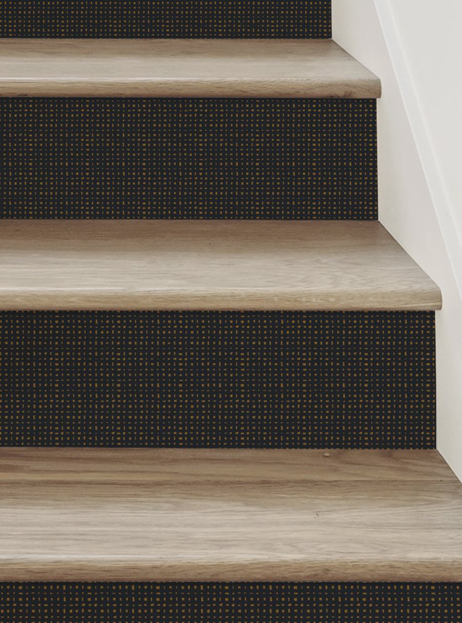 Burlap Hash Pattern Peel and Stick Stair Riser Strips, Top Sellers, Stair Riser Decals, All Products, Surface and Texture Look Stair Riser Stickers