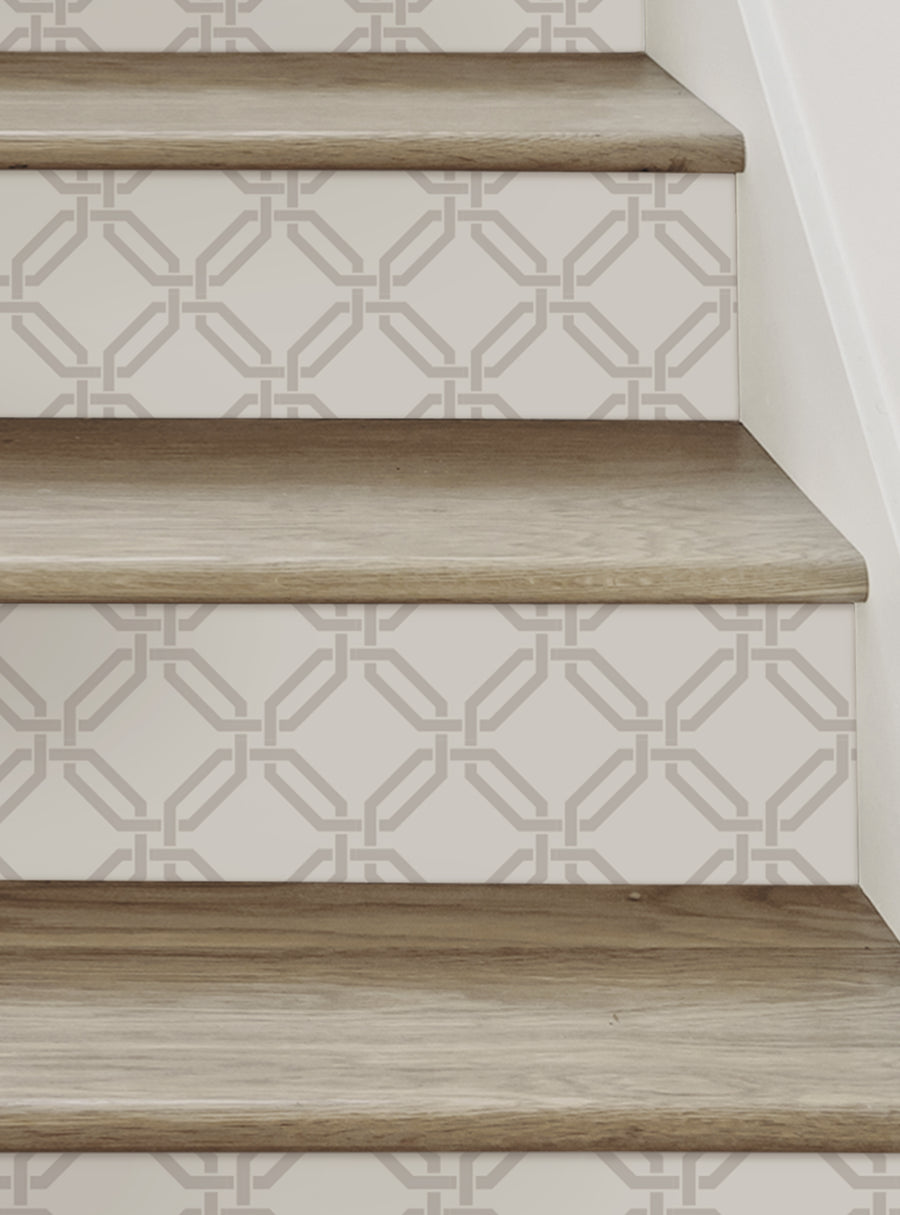 Octagon Link Peel and Stick Stair Riser Strips, Top Sellers,Stair Riser Decals,All Products,Geometric Pattern Stair Riser Stickers