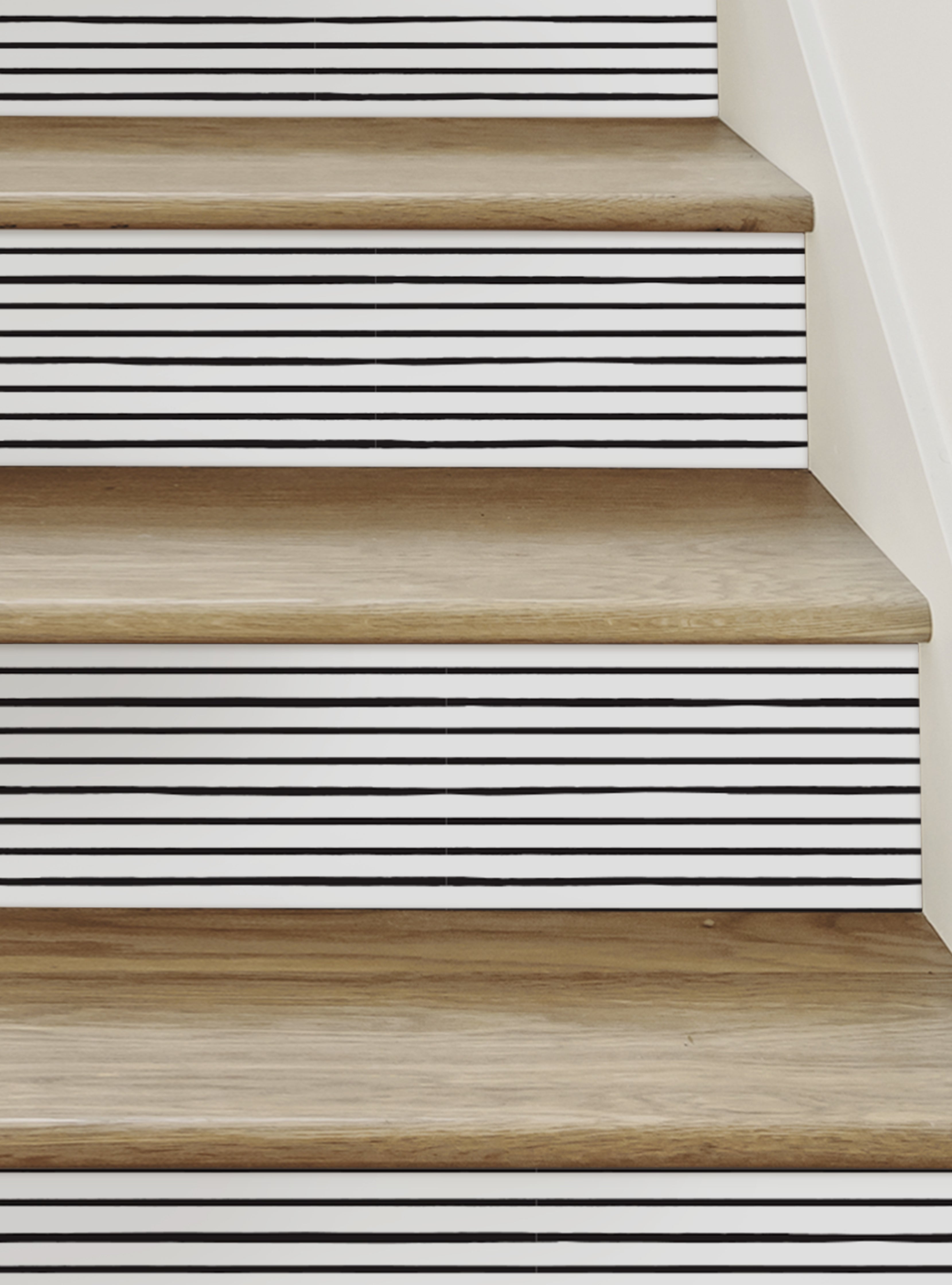 Stair Riser Line Painted Horizontal Lines Peel and Stick Stair Riser – Simple Shapes