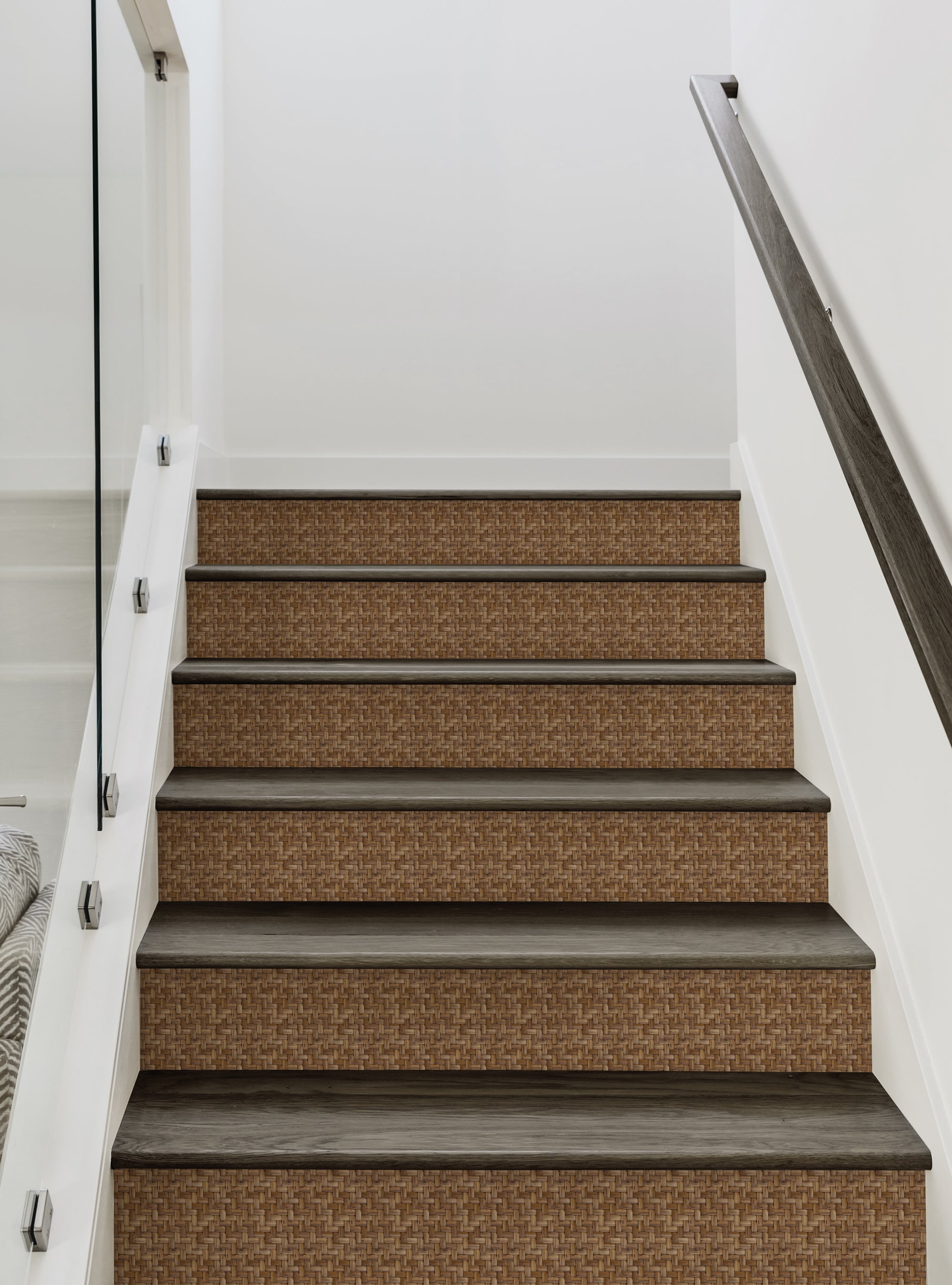 Wicker Riser Wicker Weave Peel and Stick Stair Riser Strips – Simple Shapes