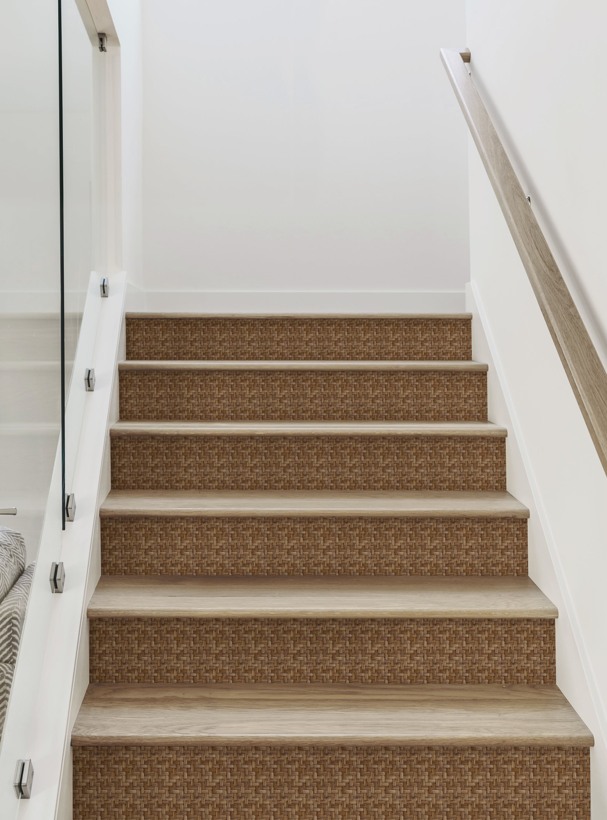Wicker Riser Wicker Weave Peel and Stick Stair Riser Strips – Simple Shapes