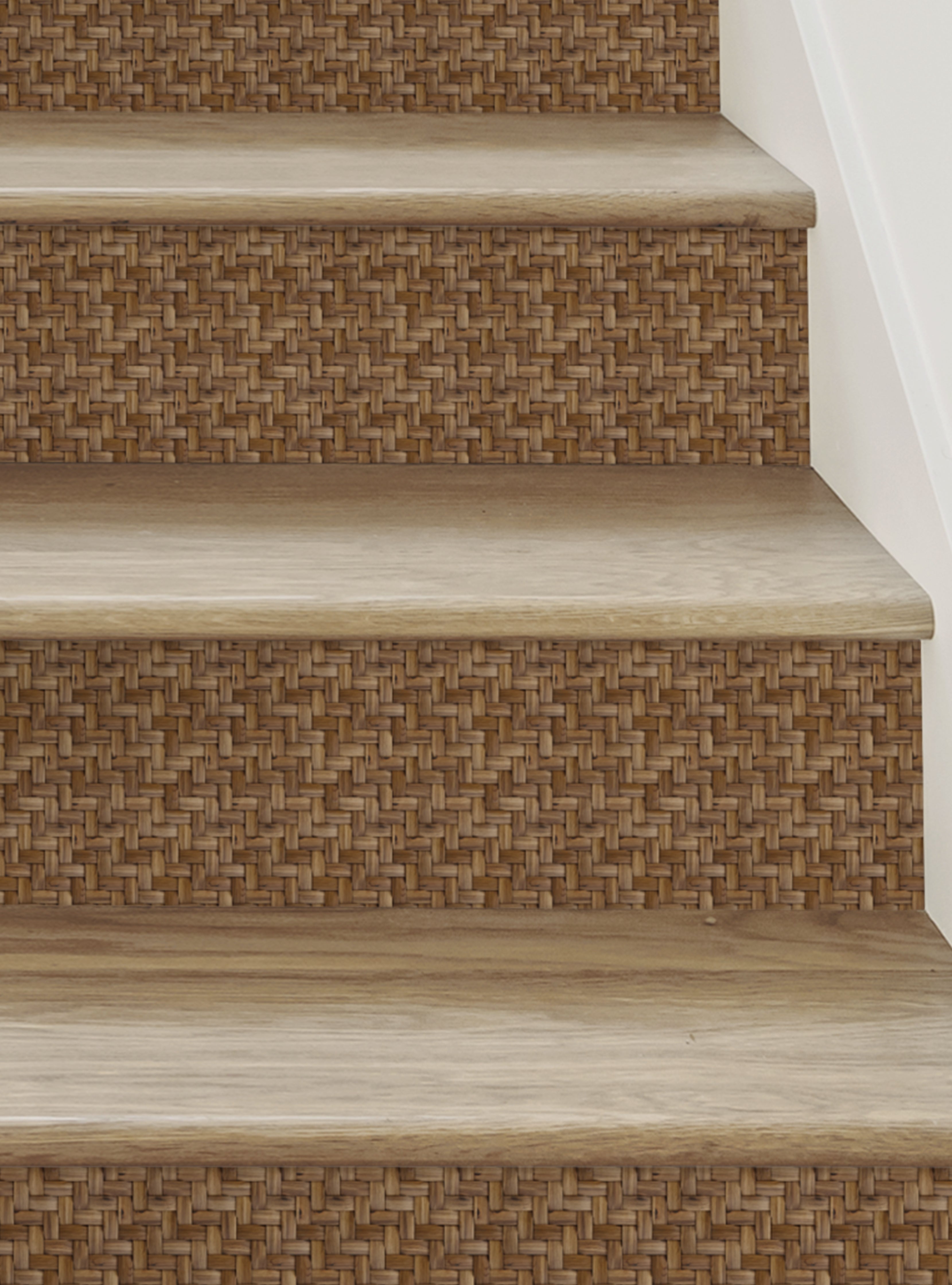 Wicker Risers Wicker Weave Peel and Stick Stair Riser Strips – Simple Shapes