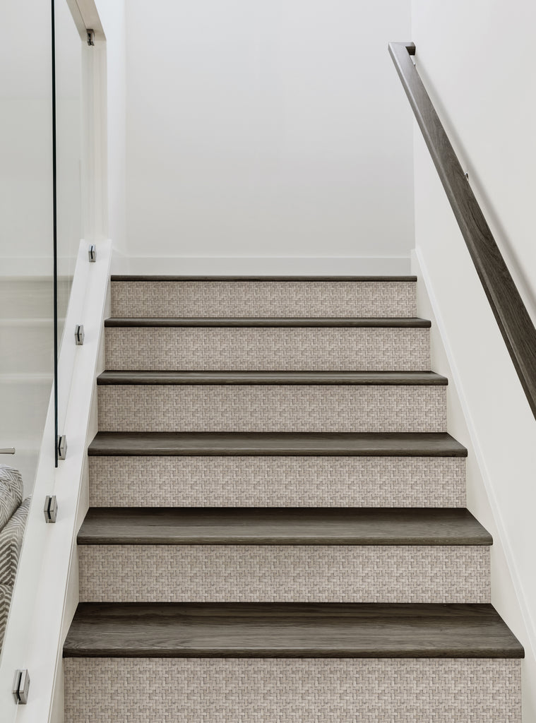 Wicker Risers Wicker Weave Peel and Stick Stair Riser Strips – Simple Shapes