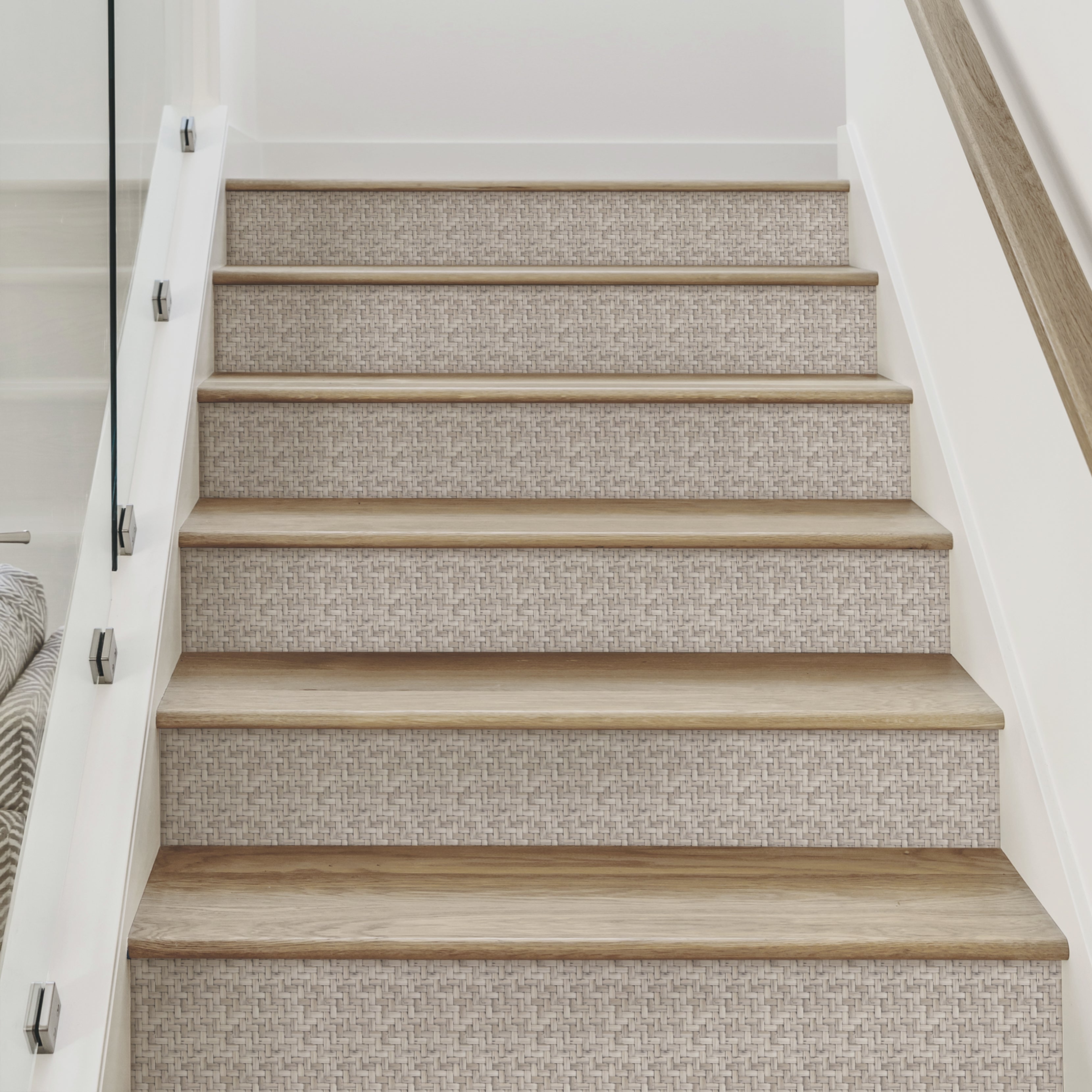 Wicker Riser Wicker Weave Peel and Stick Stair Riser Strips – Simple Shapes