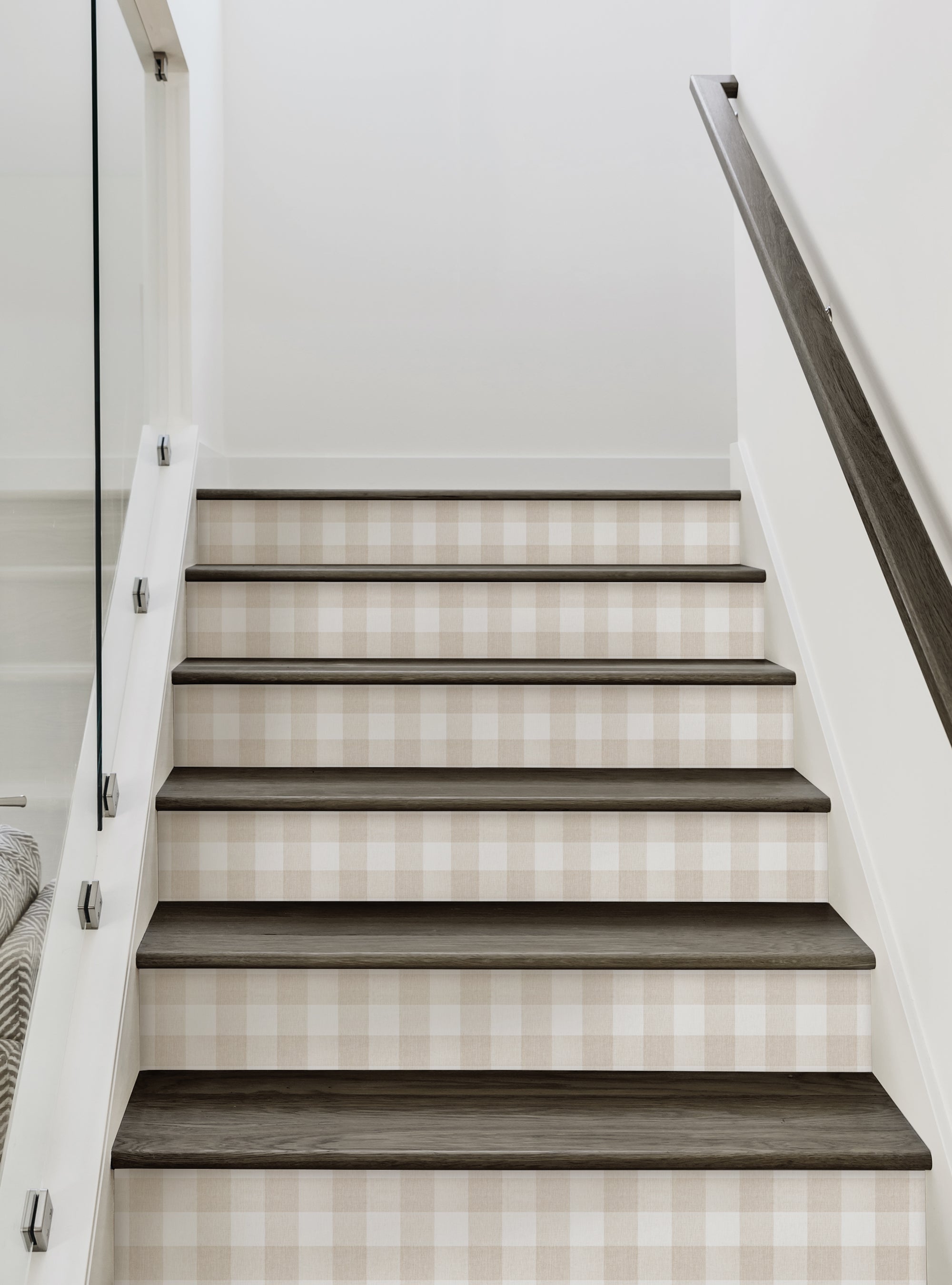 Checkered Fabric Look Peel and Stick Stair Riser Strips (6 Pack 48
