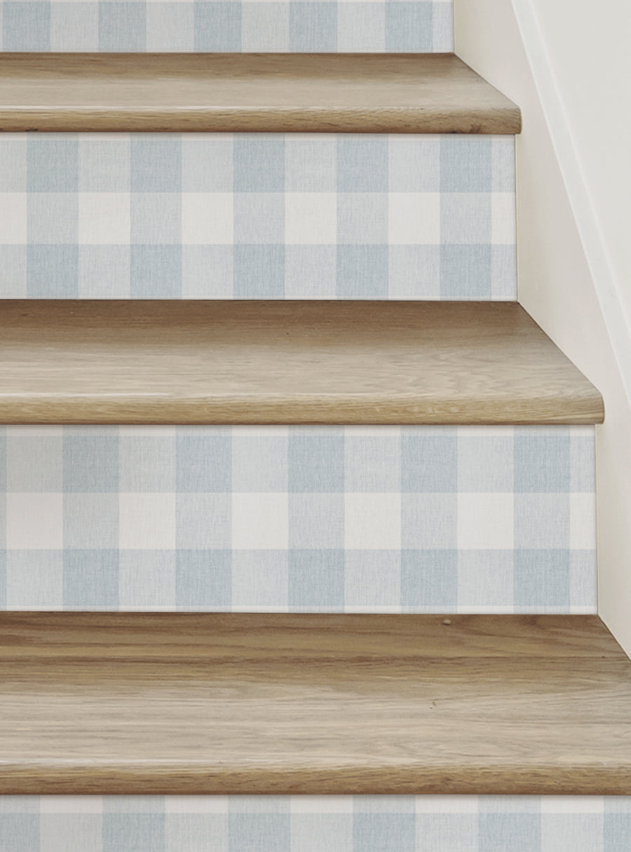 Checkered Fabric Look Peel and Stick Stair Riser Strips, Top Sellers, Stair Riser Decals, All Products, Geometric Pattern Stair Riser Stickers, Surface and Texture Look Stair Riser Stickers