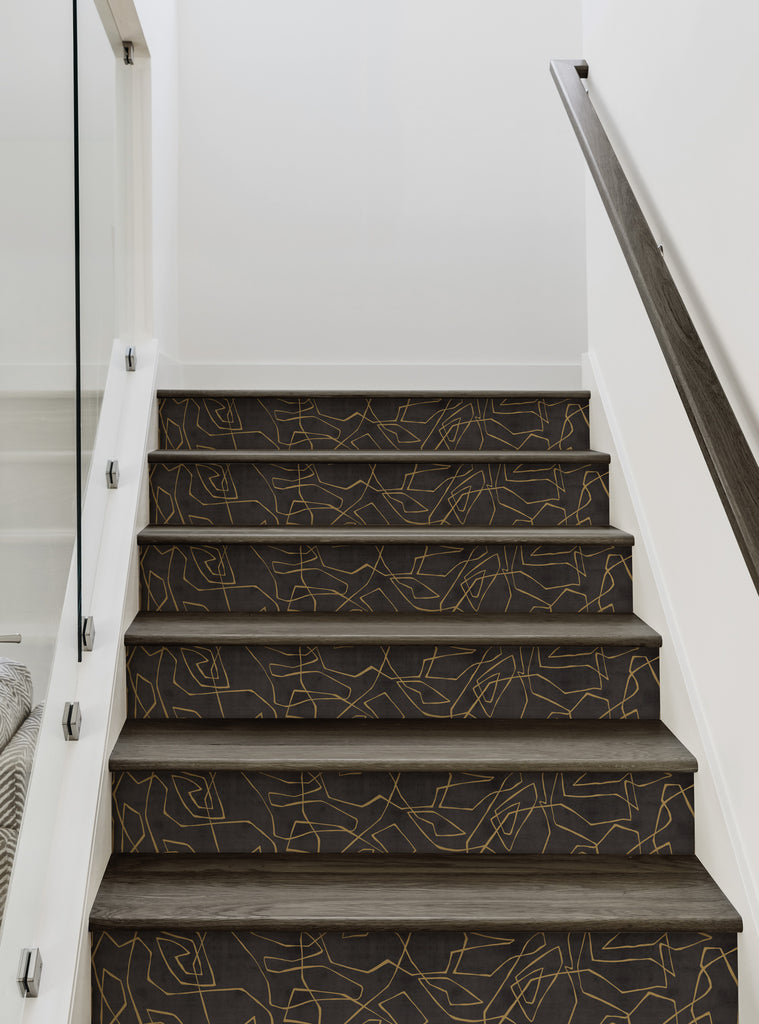 Stair Riser Line Entangled Lines Textured Look Peel and Stick Stair Riser Strips ...