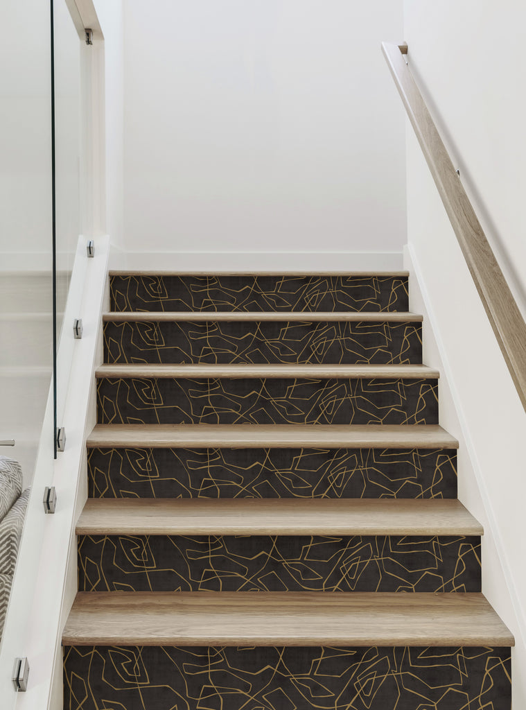Stair Riser Line Entangled Lines Textured Look Peel and Stick Stair Riser Strips ...