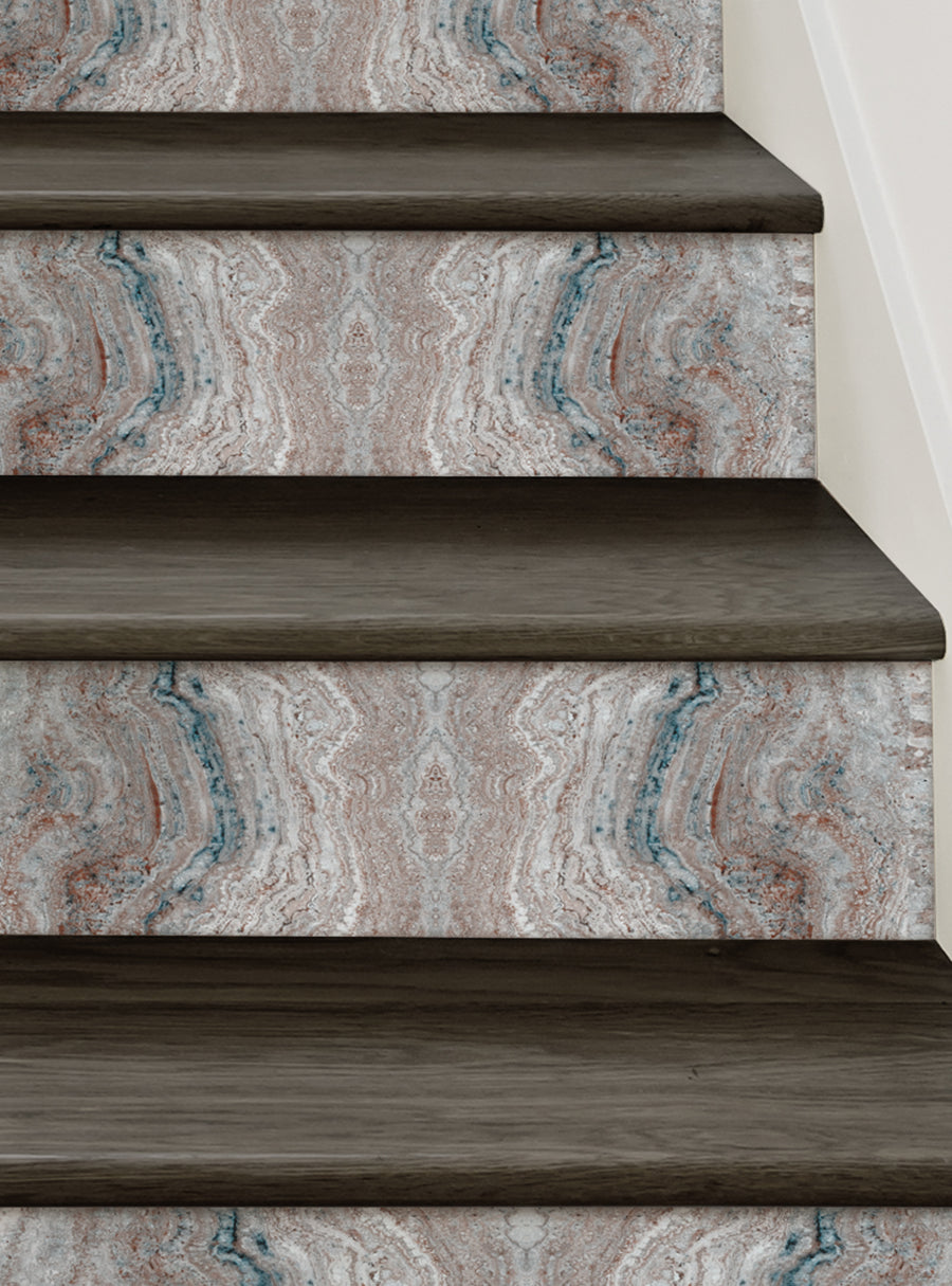 Worn Persian Sediment Peel and Stick Stair Riser Strips, Featured Collection, Top Sellers, Stair Riser Decals, All Products, Surface and Texture Look Stair Riser Stickers