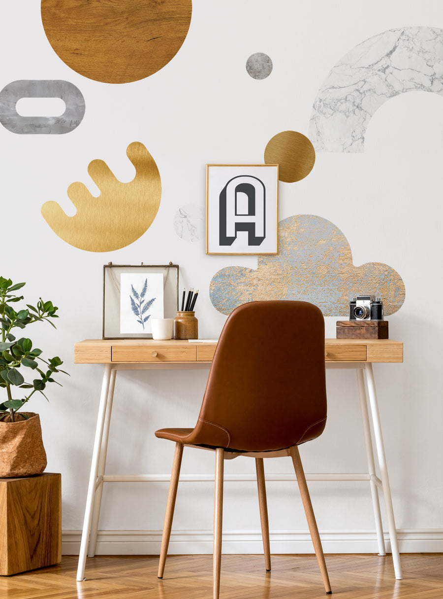 Minimalist Mid-Century Art Shapes Peel and Stick Wall Stickers - sophisticated, geometric cutouts add modern, artistic flair to any space; versatile, reusable design for long-lasting use, Top Sellers,Wall Stickers,All Products,Back To School