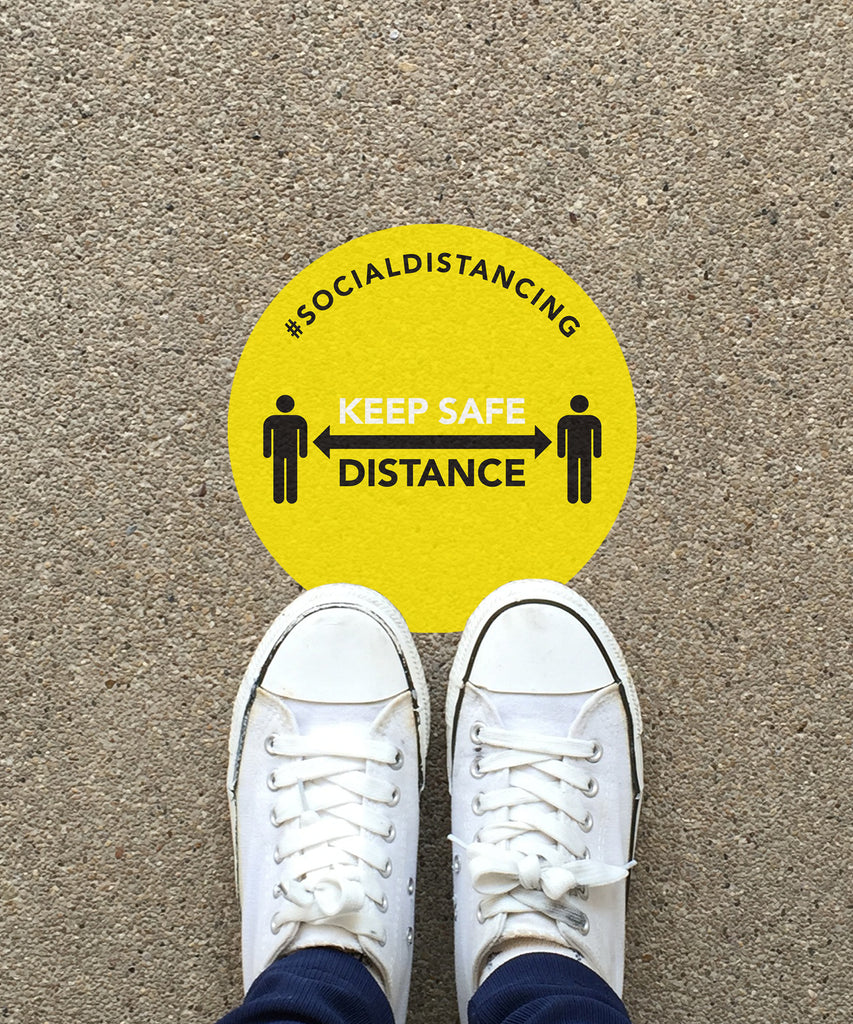 Safe Distance Sticker Keep Safe Distance - Floor Sticker - Retail Style - 5pk – Simple Shapes