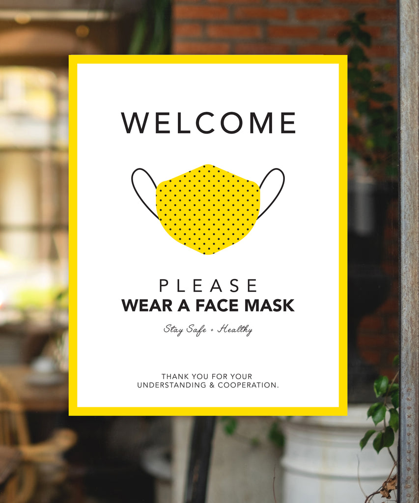 Masks Welcomesign Please Wear A Mask - Wall Sticker Sign - Boutique Style – Simple Shapes