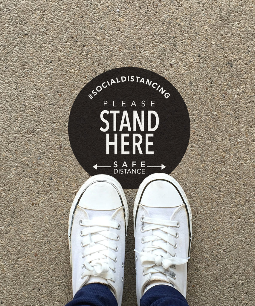 Sticker Step Here Stand Here - Floor Sticker - Boutique Style - 5pk – Simple Shapes