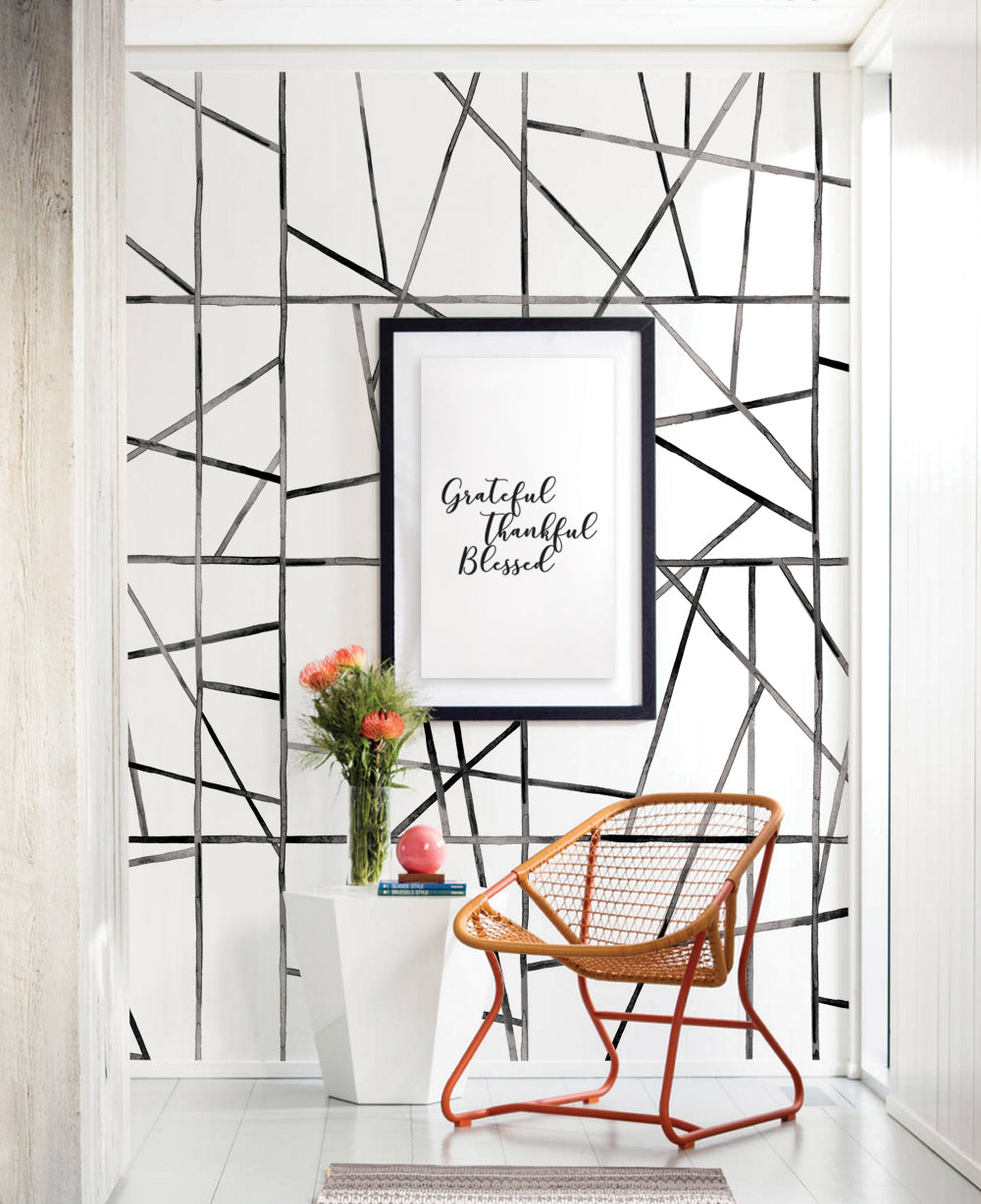 Line Design Mural Wall Painting Line Design DIY Bathroom Wall Mural Idea: Best Custom