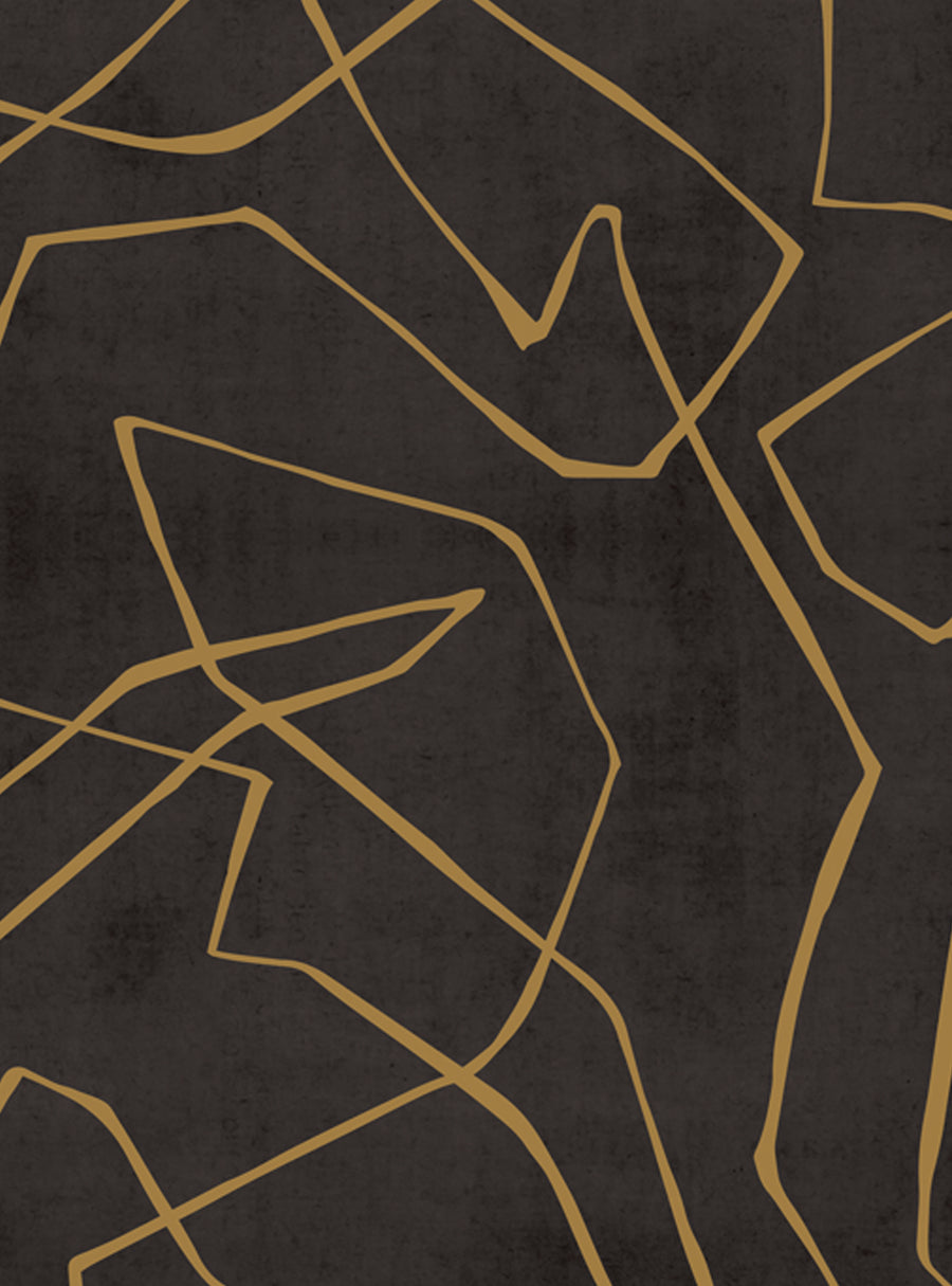 A contemporary and abstract textured background featuring a pattern of entangled golden lines on a dark charcoal surface, creating a luxurious and visually striking design. , Featured Collection,Top Sellers,Wall Murals,Peel and Stick Wallpaper,Abstract Murals and Wallpaper,All Products,Wallpaper and Murals