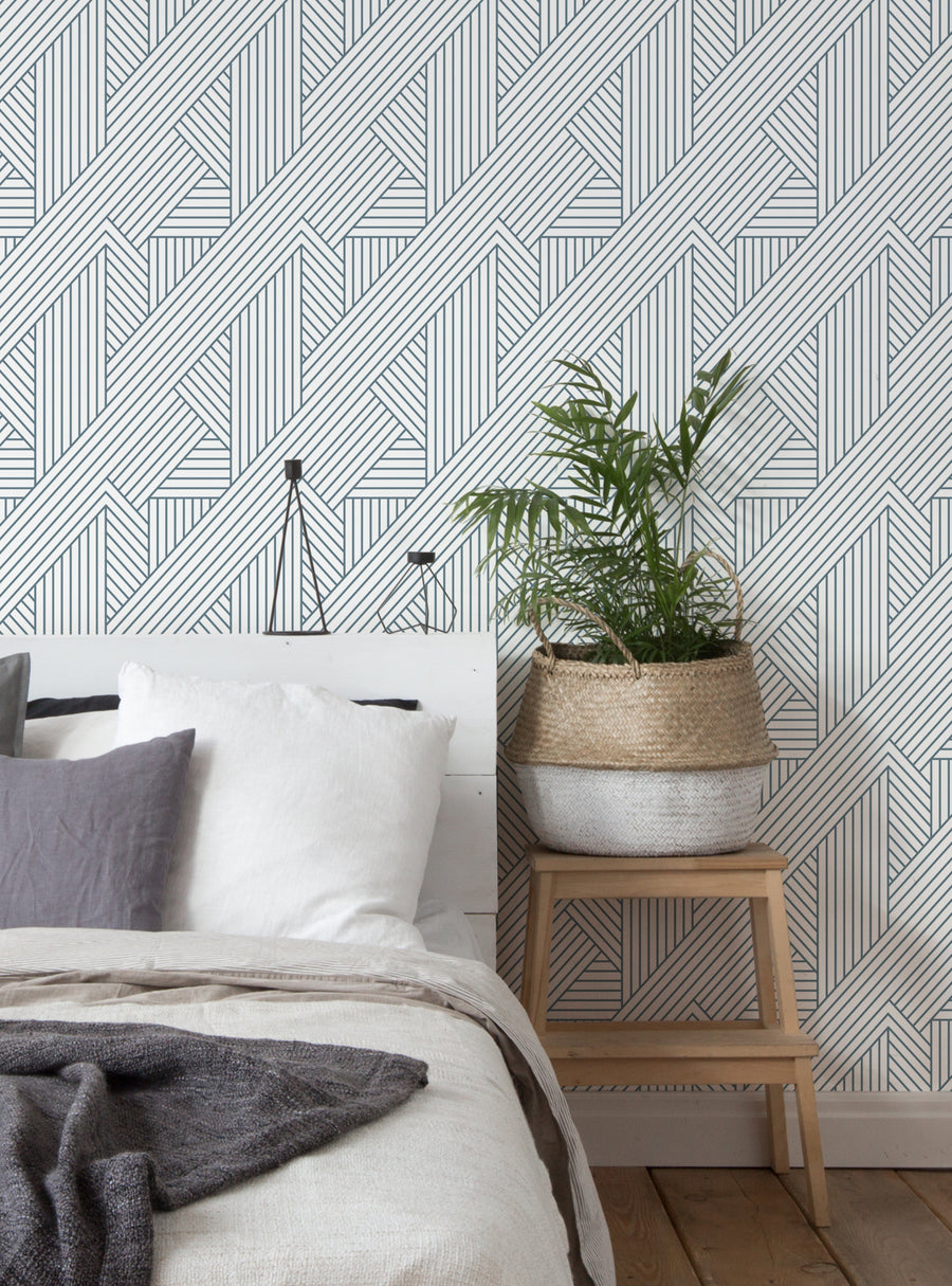 Interwoven Parquet Pattern Bold Wallpaper with its striking geometric design adds a modern and sophisticated touch to any living space. The intricate and bold pattern creates a visually captivating backdrop, making it an ideal choice for Shopify product listings and home decor enthusiasts. This versatile wallpaper can be easily applied, repositioned, and reused, making it a practical solution for DIY room makeovers. , Featured Collection,Top Sell