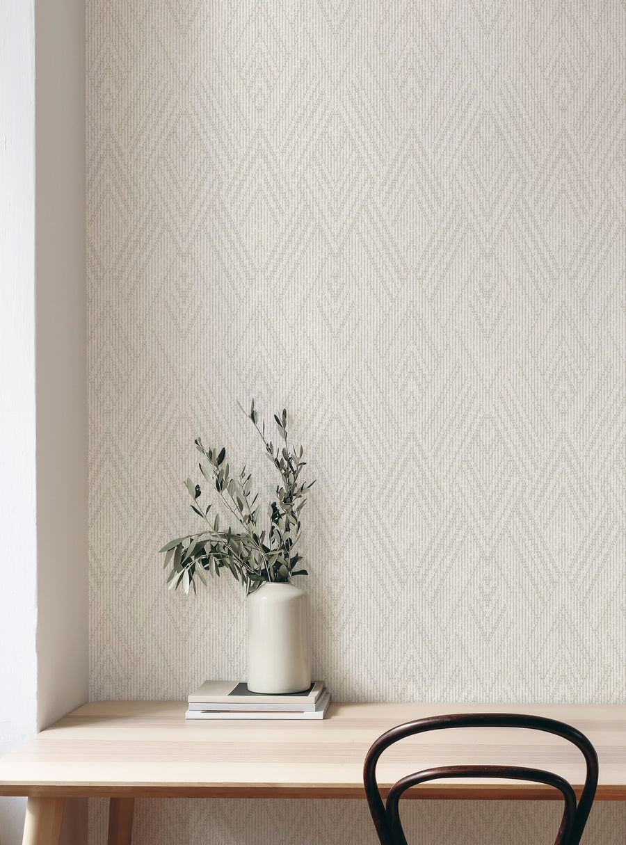 Detailed and modern wallpaper design with interlocking chevron patterns and a woven texture, creating a captivating visual effect that is both contemporary and timeless. , Top Sellers,Peel and Stick Wallpaper,Surface & Texture Wallpaper,All Products,Unpasted Wallpaper,Wallpaper and Murals