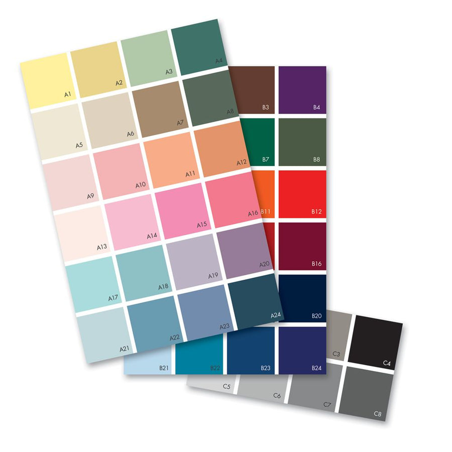 Detailed color swatch image showcasing a wide range of vibrant and muted tones, perfect for customizing your wallpaper designs. This comprehensive color chart allows you to find the exact shade you're looking for, ensuring your wallpaper perfectly complements your space. , Top Sellers,Samples and Accessories,Peel and Stick Wallpaper,All Products,Unpasted Wallpaper,Wallpaper and Murals
